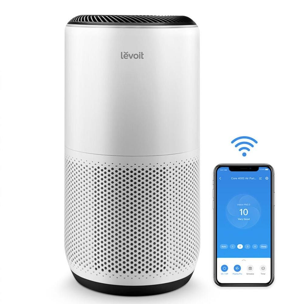 Levoit - Core 400S, Purificator de aer Smart, Wi-Fi, Filtru 3 in 1 True HEPA, Carbon Activ, Senzor Calitate Aer, Mod Auto, Alexa, Google Home, Panou Comanda Touch Screen, Control Remote, Alb