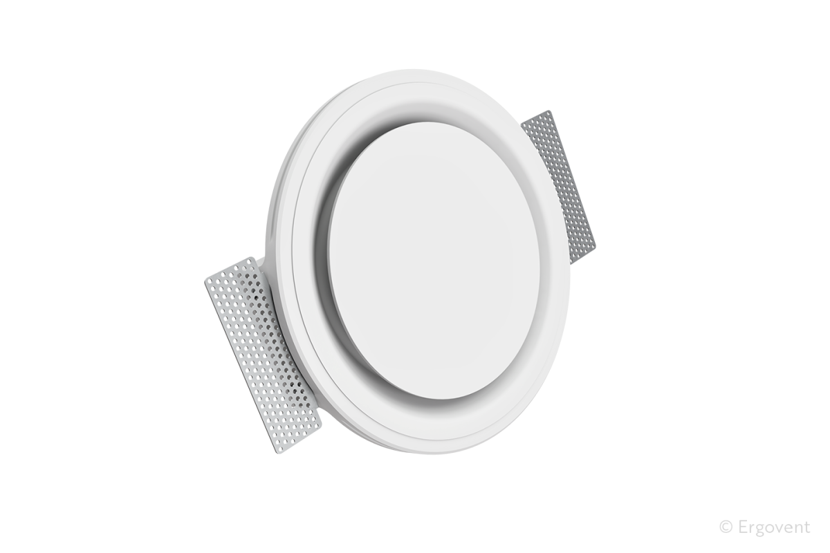 Ergovent - RONDO-125 COANDĂ, Difuzor de ventilație din gips, fără ramă, formă rotundă, conexiune la tubulatură 125 mm (5")