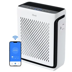 Levoit - Vital 100S, Purificator de aer Smart, Wi-Fi, Filtru True HEPA, Carbon Activ, Acoperire până la 48 m², Nivel Zgomot 23 dB, Senzor Calitate Aer, Mod Noapte, Alb